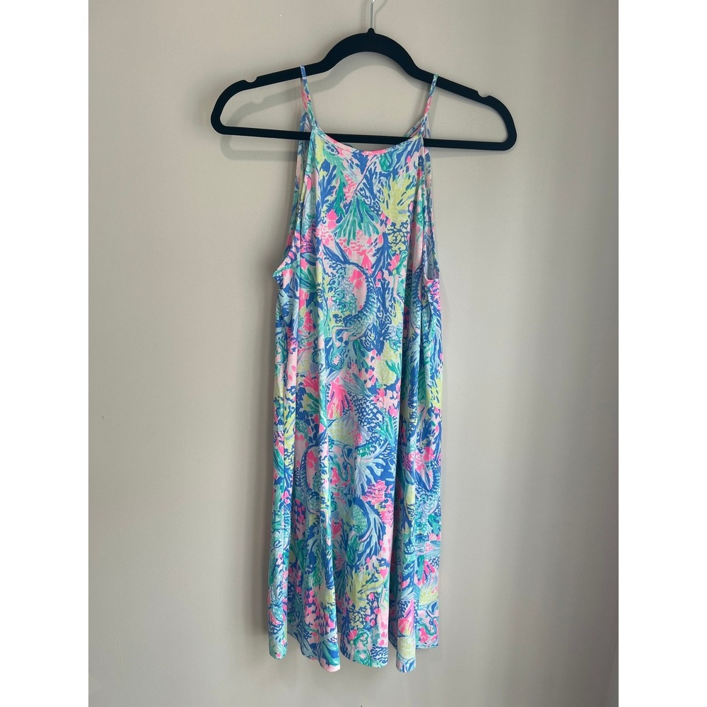 Lilly Pulitzer Margot Swing Dress Blue Pink Sea Print Tassels XS